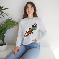 Fetch Quest 8-Bit Pixel Gaming Dog Sweatshirt - Heavy Blend Cotton Polyester Crewneck - Unisex White