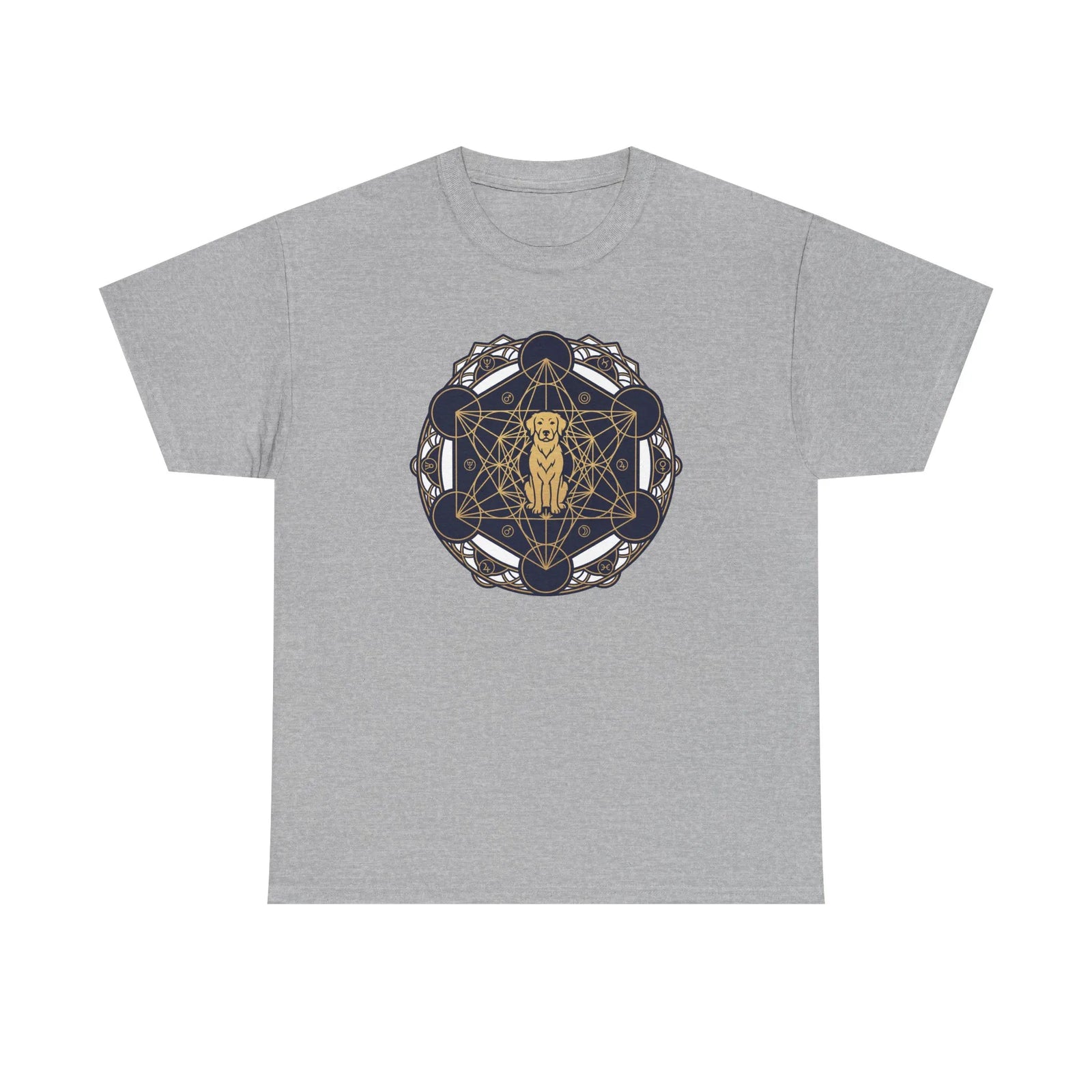 Metatron's Hound Sacred Geometry T-Shirt - Heavy Cotton Classic Fit Tee - Unisex White