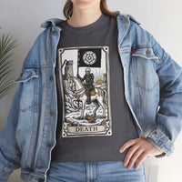 Death Tarot Card Knight Graphic T-Shirt - Heavyweight 100% Cotton Classic Fit Tee - Unisex White