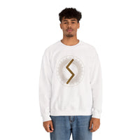 Sowulo Rune Sun Graphic Sweatshirt - Heavy Cotton Blend Crewneck - Unisex White