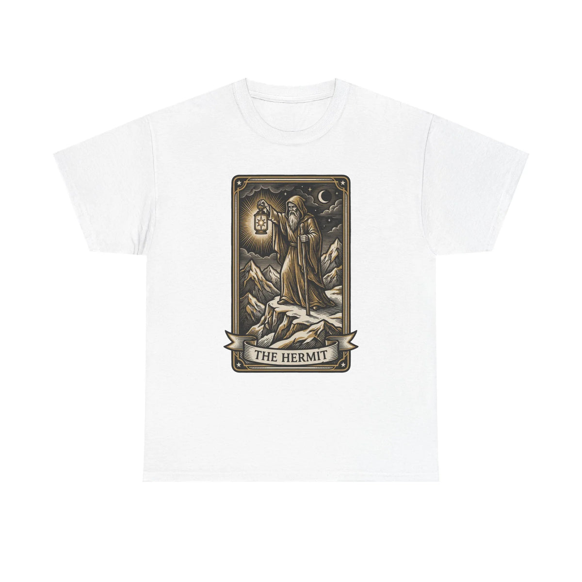 The Hermit Tarot T-Shirt - Medium Weight Cotton Classic Tee - Unisex White