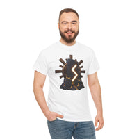 Sowulo Sun Ray Rune Graphic T-Shirt - Heavy Cotton Classic Fit Crewneck - Unisex White