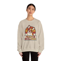 French Bulldog Retro Sunset Sweatshirt - Heavy Blend Classic Fit Crewneck - Unisex White