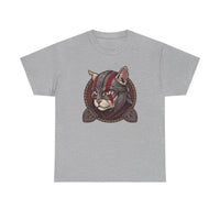 Viking Berserker Cat Graphic T-Shirt - Heavyweight Cotton Classic Fit Tee - Unisex White