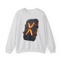 Gebo Rune Stone Graphic Sweatshirt - Medium Heavy Fleece Crewneck - Unisex White