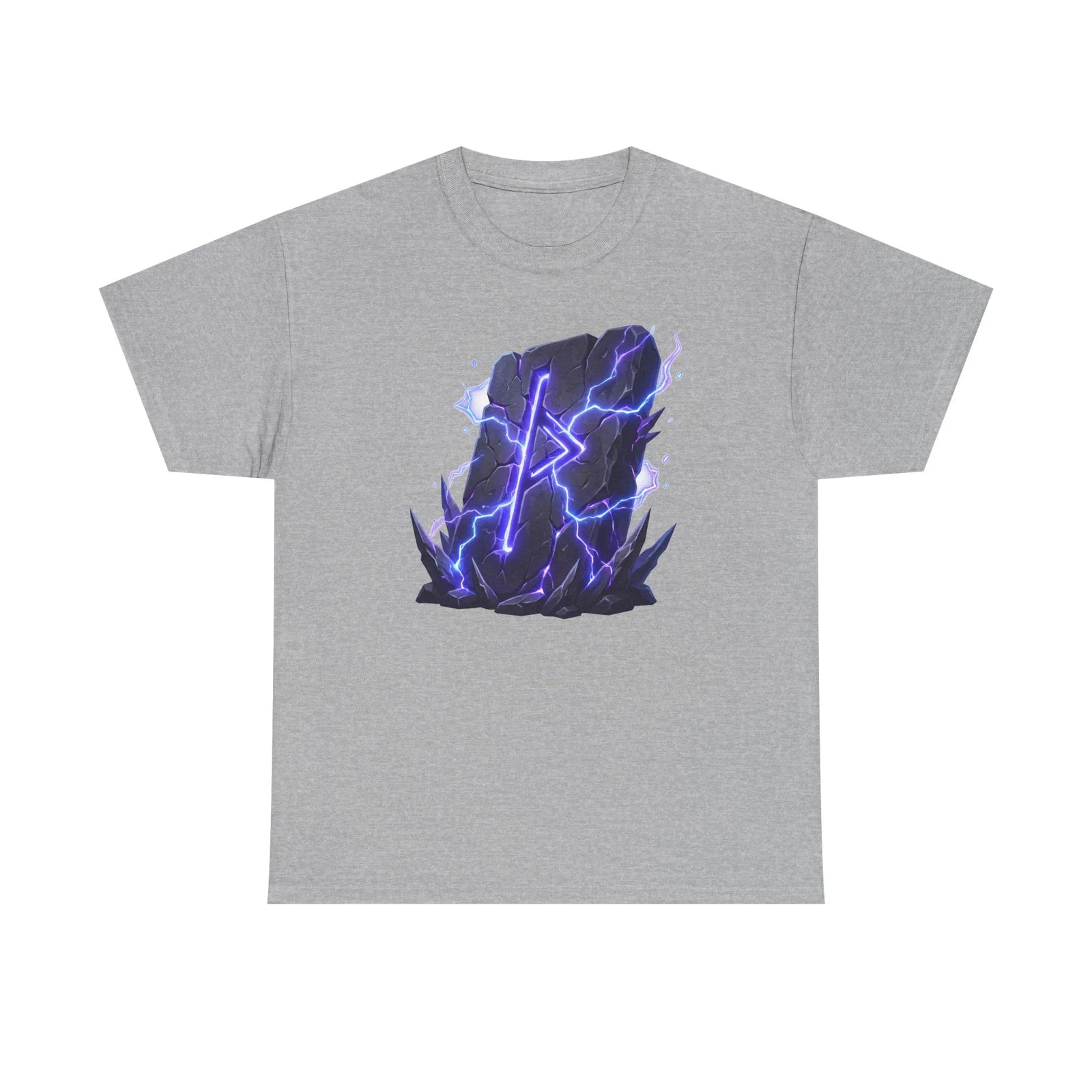 Thurisaz Rune Lightning Graphic T-Shirt - Heavy Cotton Classic Fit Tee - Unisex White