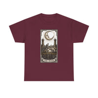 Moonlight Wolves Tarot Graphic T-Shirt - Heavy Cotton Classic Fit Crewneck - Unisex White