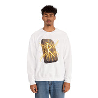 Raido Rune Journey Wheel Sweatshirt - Heavy Blend Classic Crewneck - Unisex White