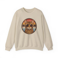 Bengal Cat Aviator Sunset Sweatshirt - Heavy Blend Fleece Crewneck - Unisex White