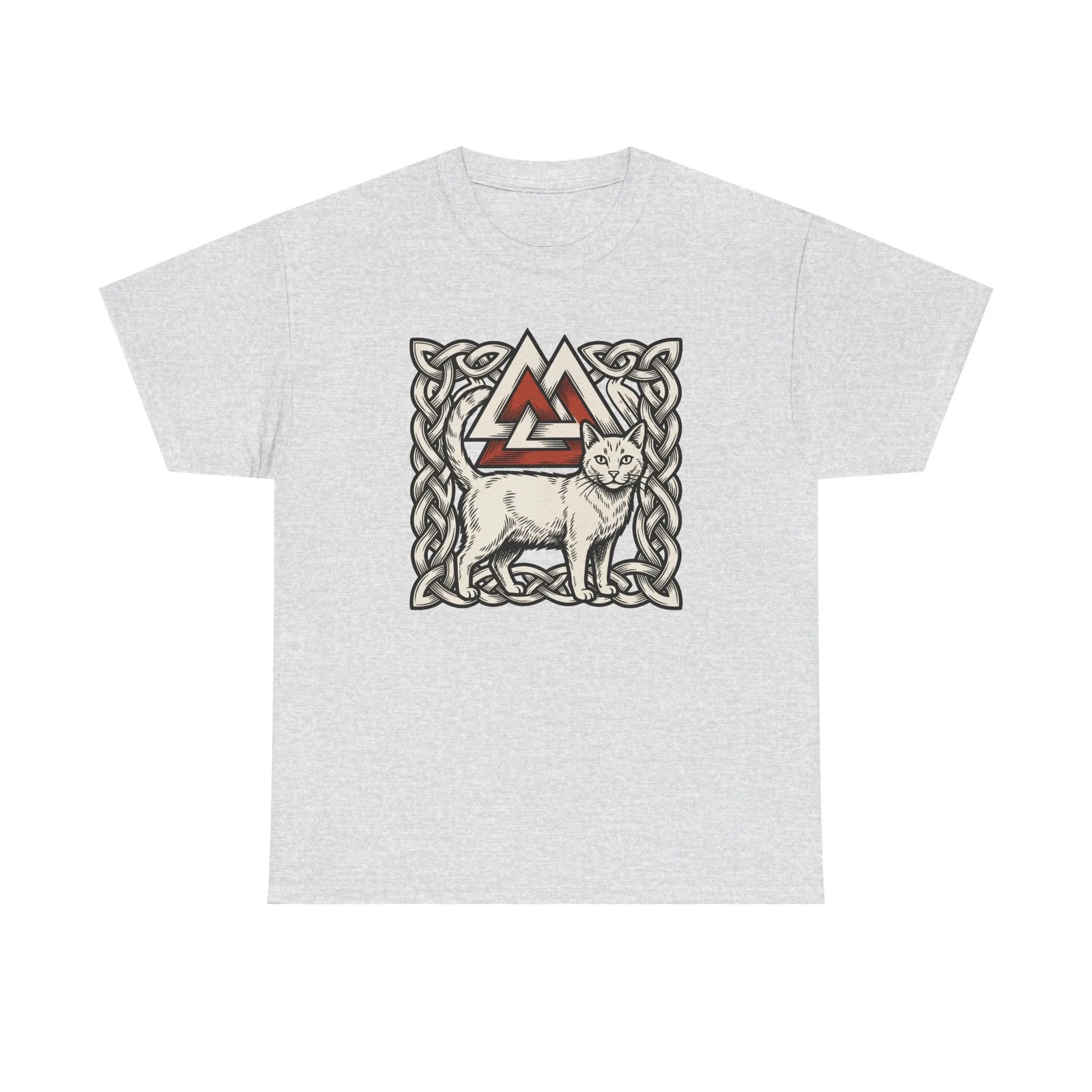 Valknut Cat Freyja's Sacred T-Shirt - Heavy Cotton Classic Fit Tee - Unisex White