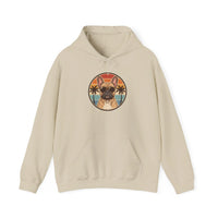 French Bulldog Sunset Aviator Hoodie - Soft Cotton Blend Fleece Pullover - Unisex White
