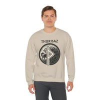 Norse Thurisaz Rune Wolf Sweatshirt - Heavy Blend Fleece Crewneck - Unisex Off White