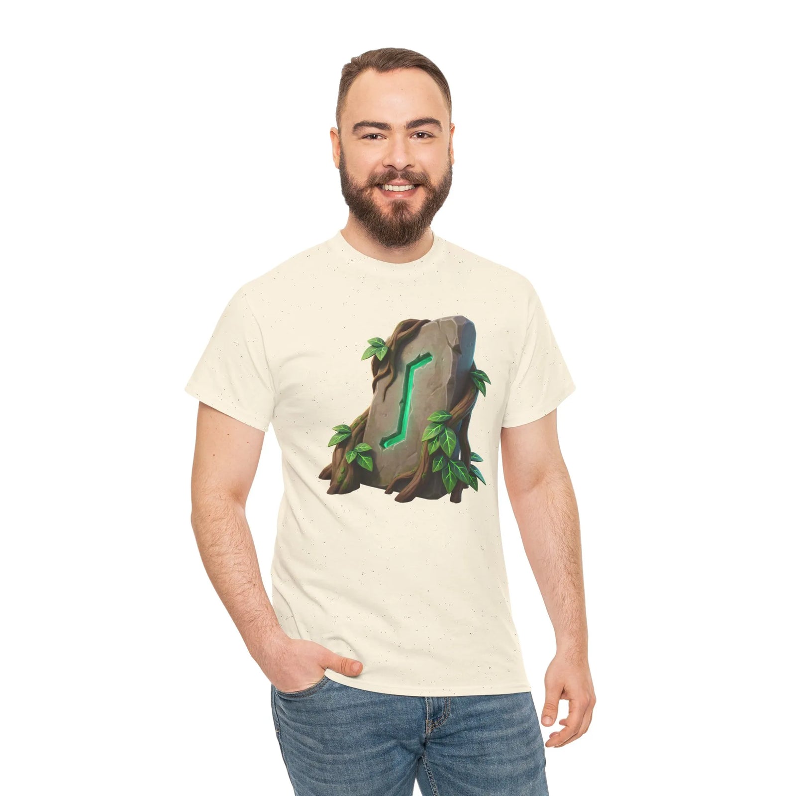 Eihwaz Yew Tree Rune T-Shirt - Heavy 100% Cotton Classic Fit - Unisex White