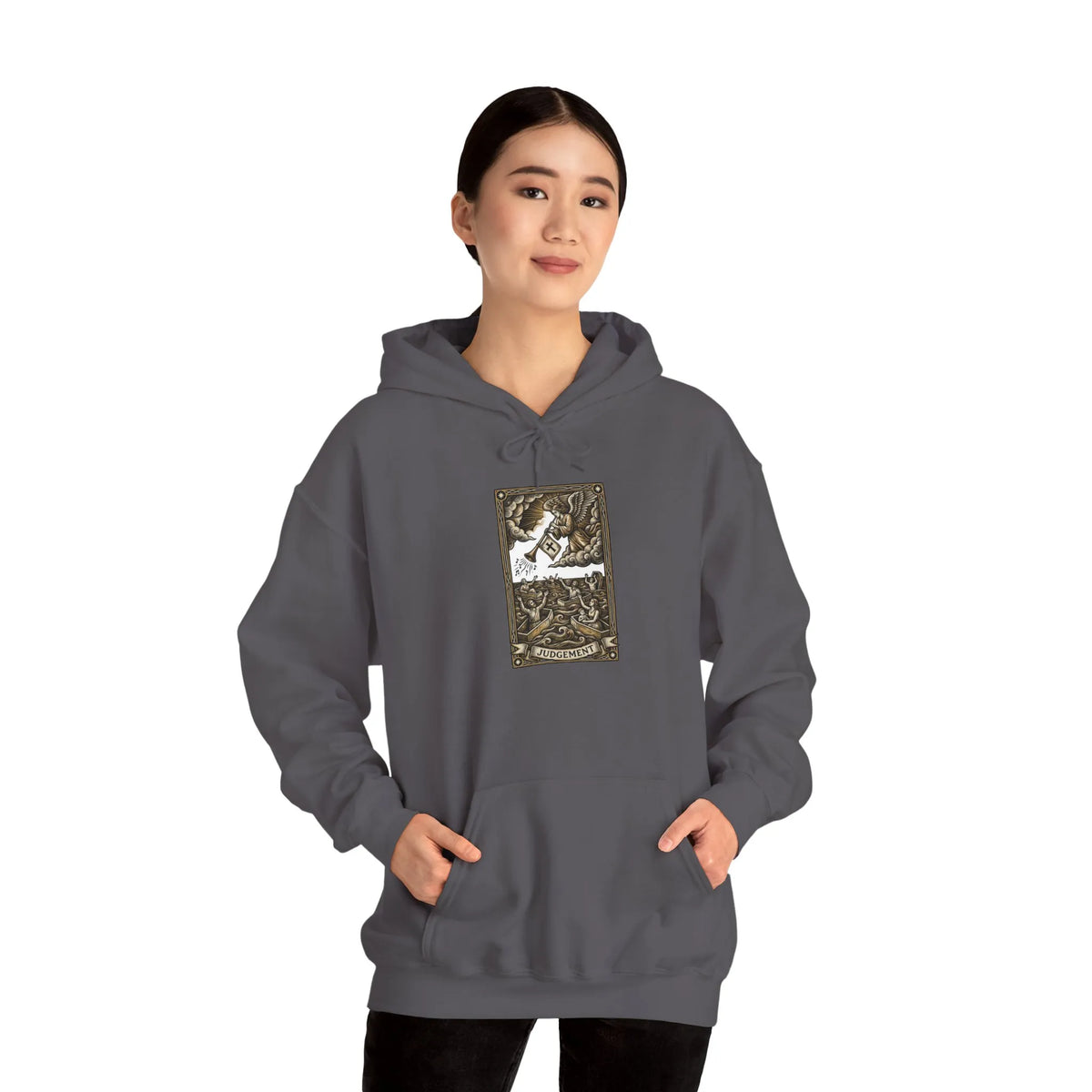 Judgement Tarot Card Graphic Hoodie - Heavyweight Cotton Blend Pullover - Unisex White