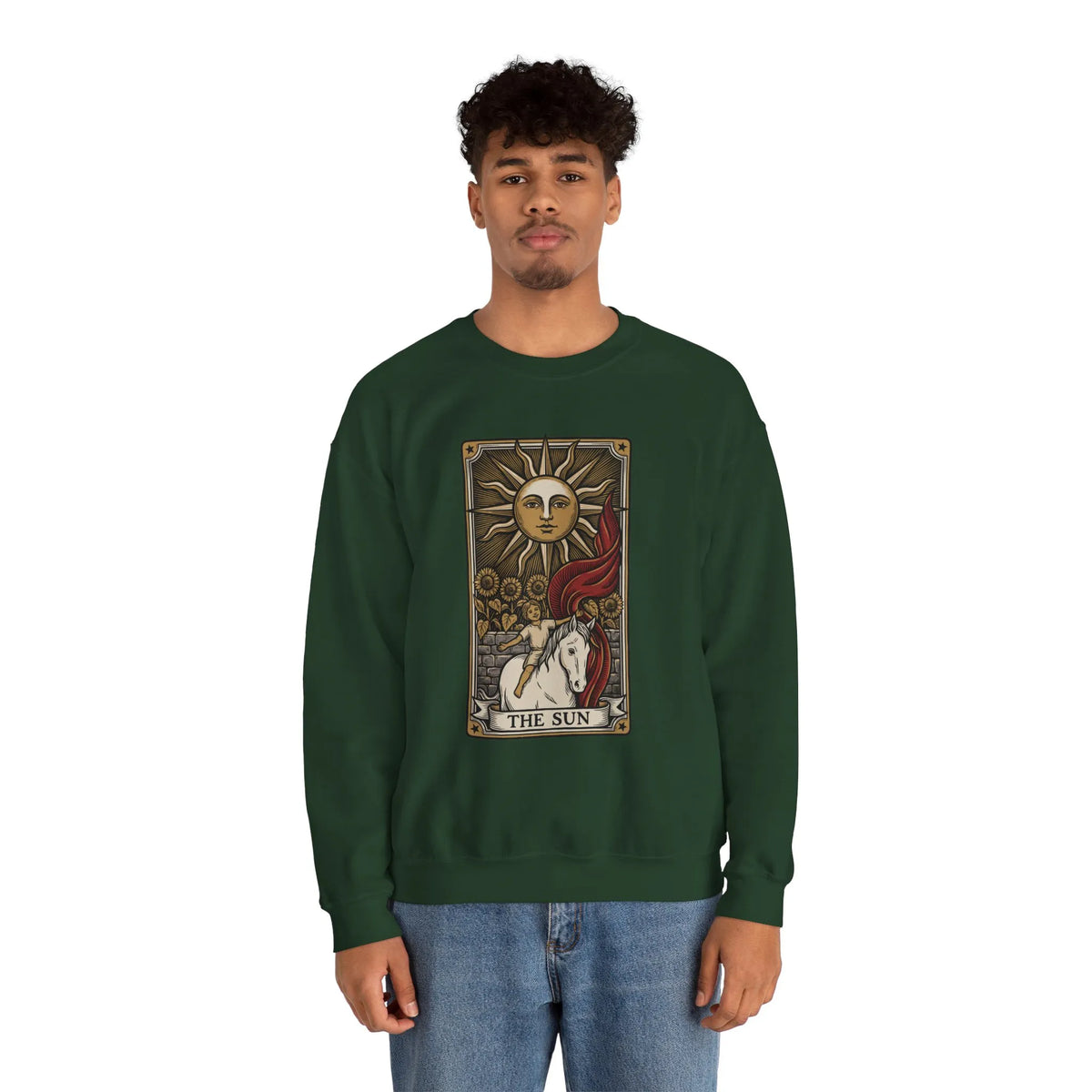 The Sun Tarot Card Sweatshirt - Heavy Blend Fleece Crewneck - Unisex White