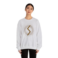 Sowulo Rune Sun Graphic Sweatshirt - Heavy Cotton Blend Crewneck - Unisex White