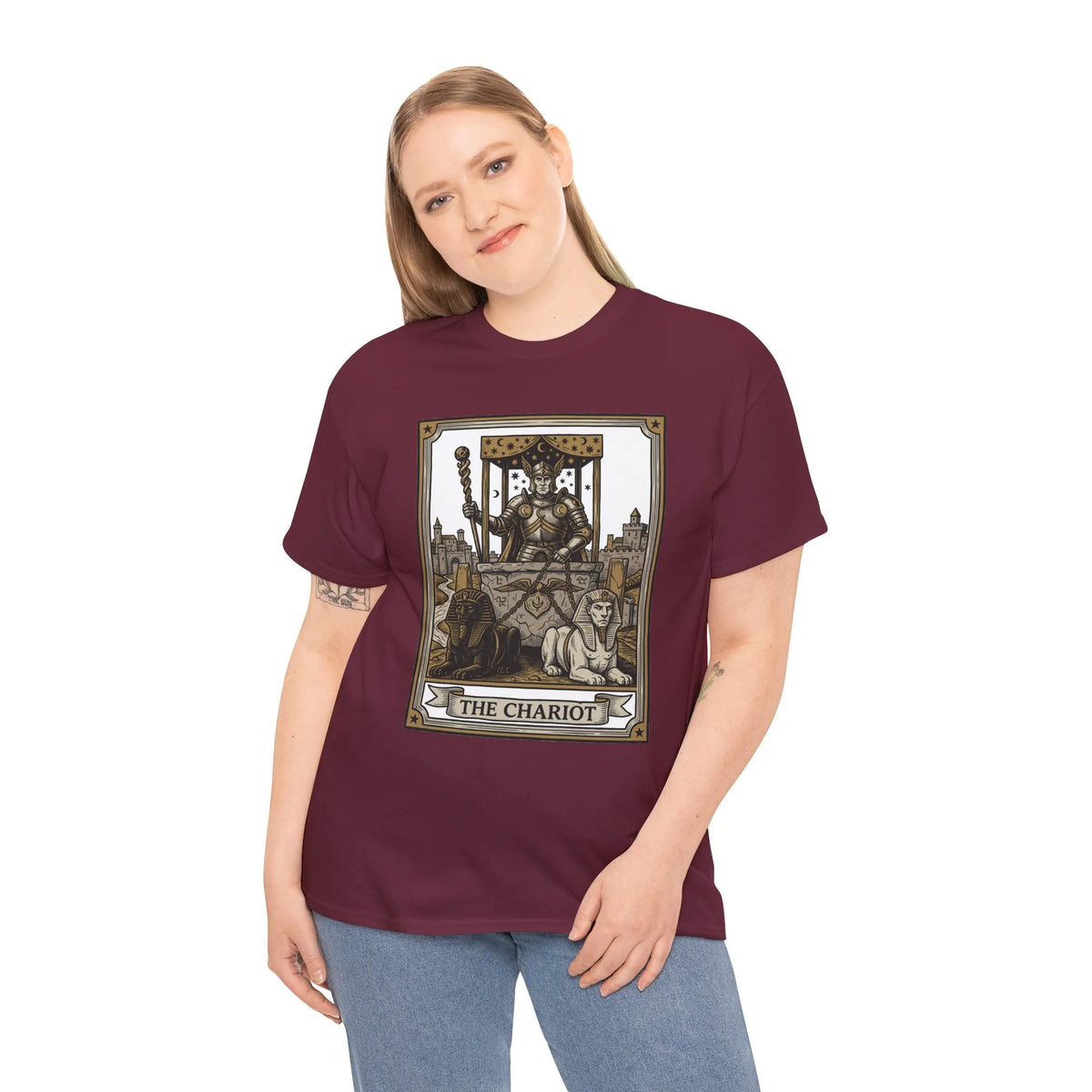 The Chariot Tarot Card T-Shirt - Heavy Cotton Classic Fit Tee - Unisex White