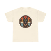 German Shepherd 70s Sunset Aviators T-Shirt - Heavy Cotton Classic Fit Tee - Unisex White