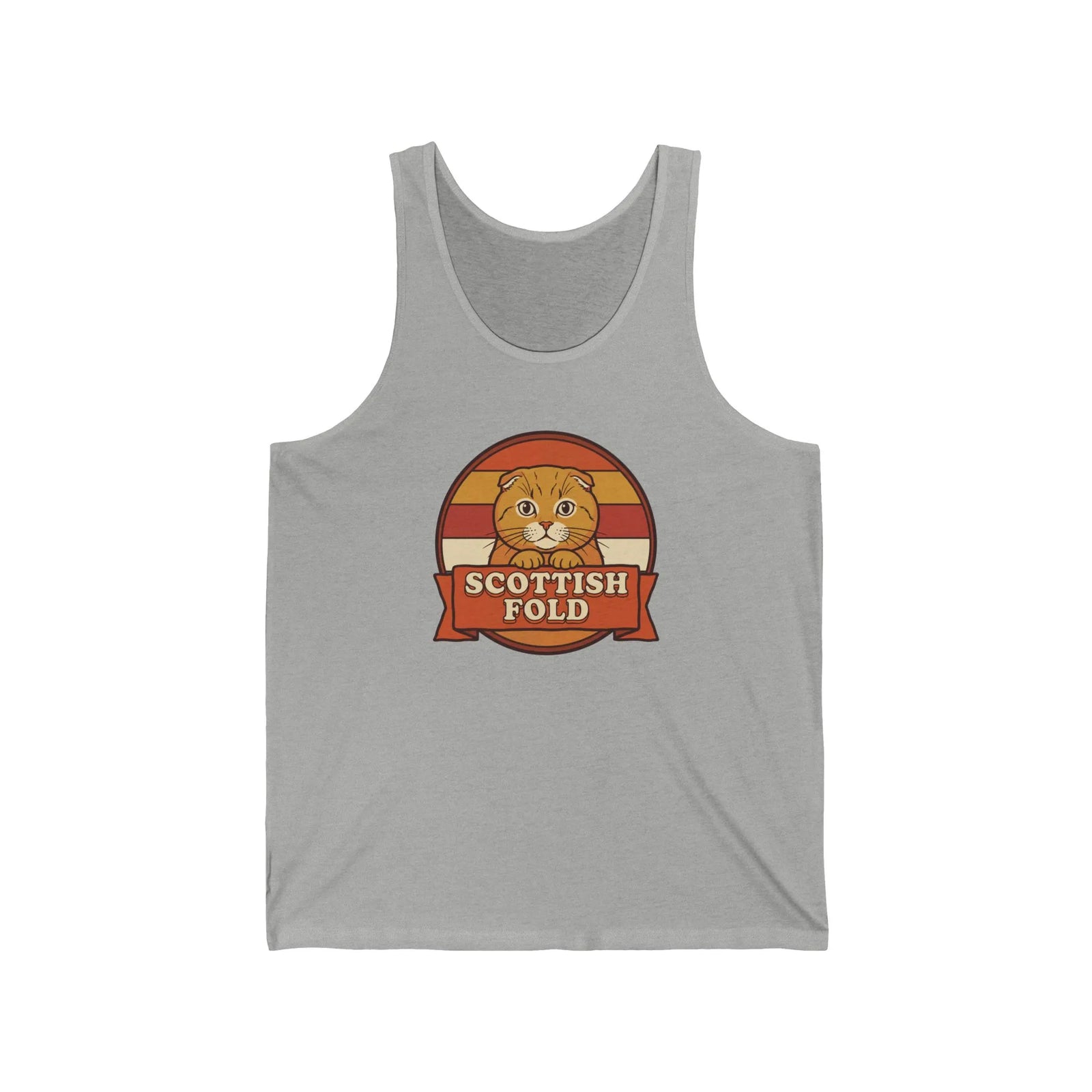 Scottish Fold Retro Sunset Tank Top - Soft Jersey Retail Fit - Unisex White