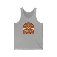 Scottish Fold Retro Sunset Tank Top - Soft Jersey Retail Fit - Unisex White