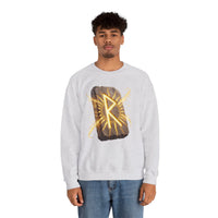 Raido Rune Journey Wheel Sweatshirt - Heavy Blend Classic Crewneck - Unisex White