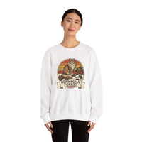 Norwegian Forest Cat Retro Sunset Sweatshirt - Heavy Blend Fleece Crewneck - Unisex White