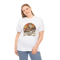 Norwegian Forest Cat Retro Sunset T-Shirt - Heavy Cotton Classic Fit Tee - Unisex White