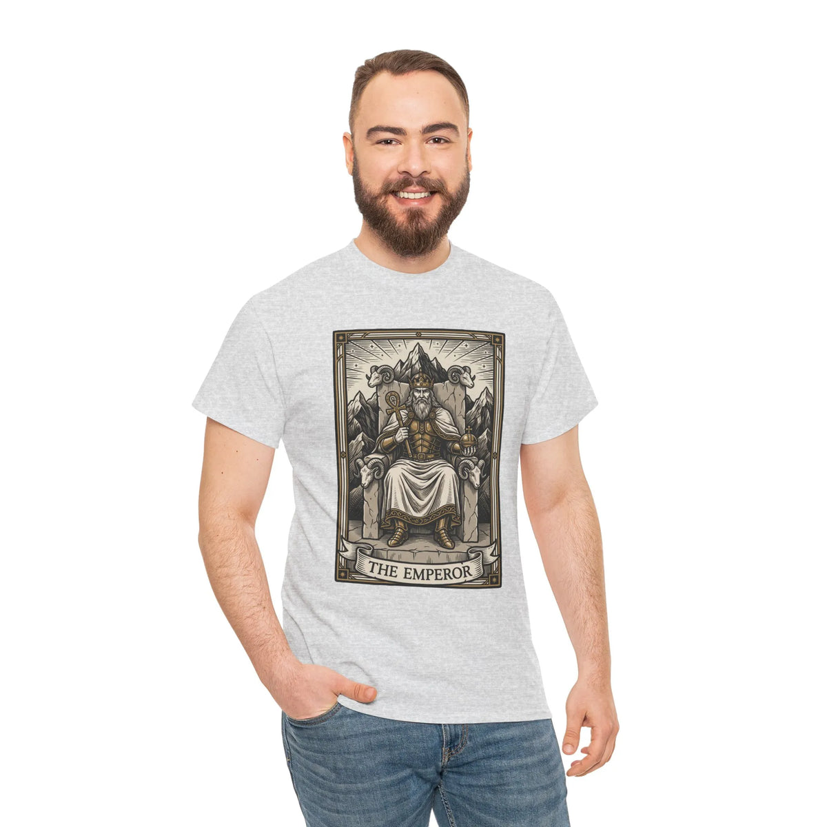 The Emperor Tarot Card T-Shirt - Heavy Cotton Classic Fit - Unisex White