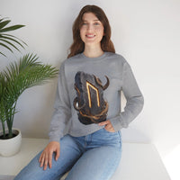 Uruz Rune Vitality Sweatshirt - Heavy Blend Crewneck Fleece - Unisex White