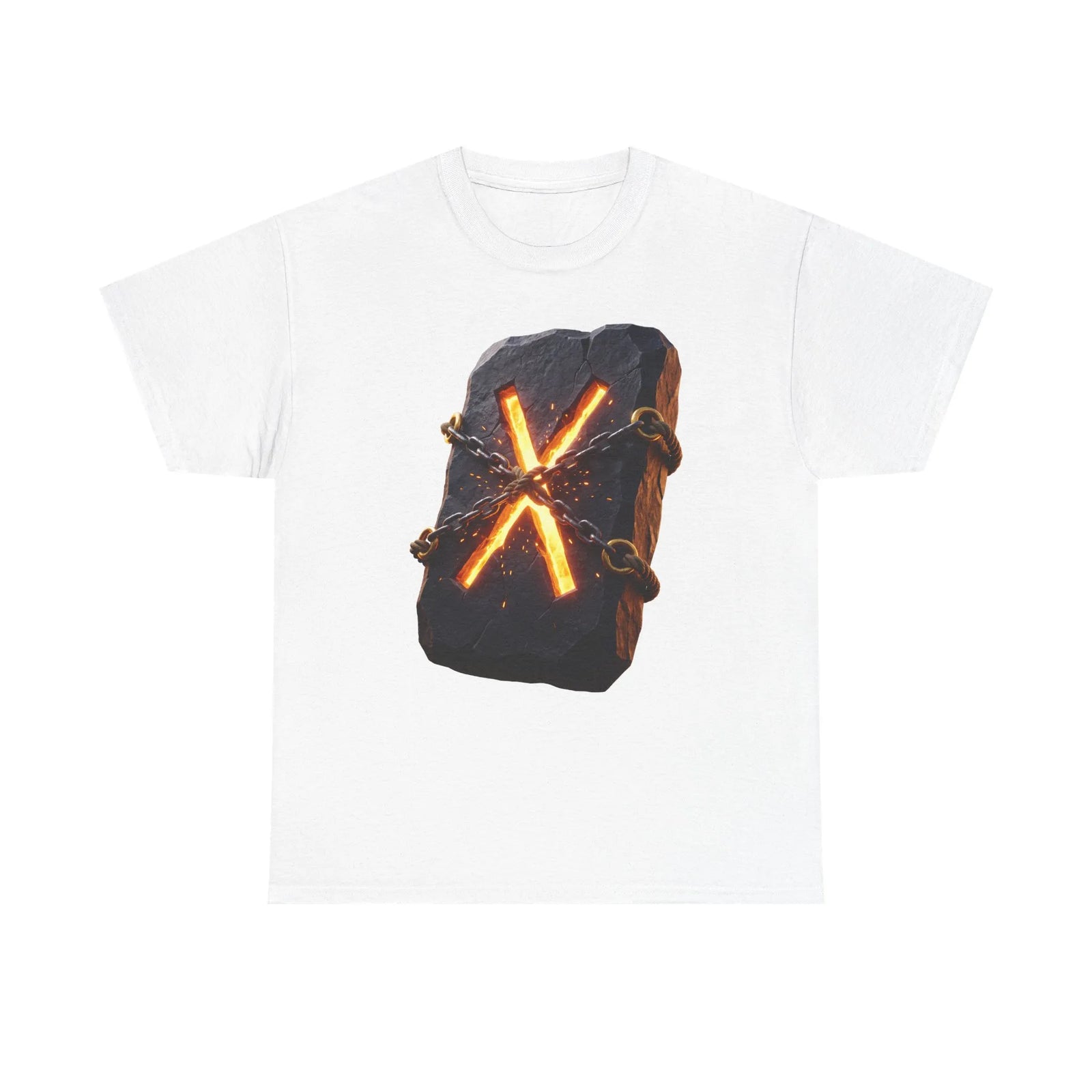 Gebo Rune Gift Exchange T-Shirt - Heavy Cotton Classic Fit Tee - Unisex White