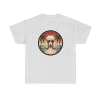 Poodle Cool Dogs 70s Sunset Aviators T-Shirt - Heavy Cotton Classic Fit - Unisex White