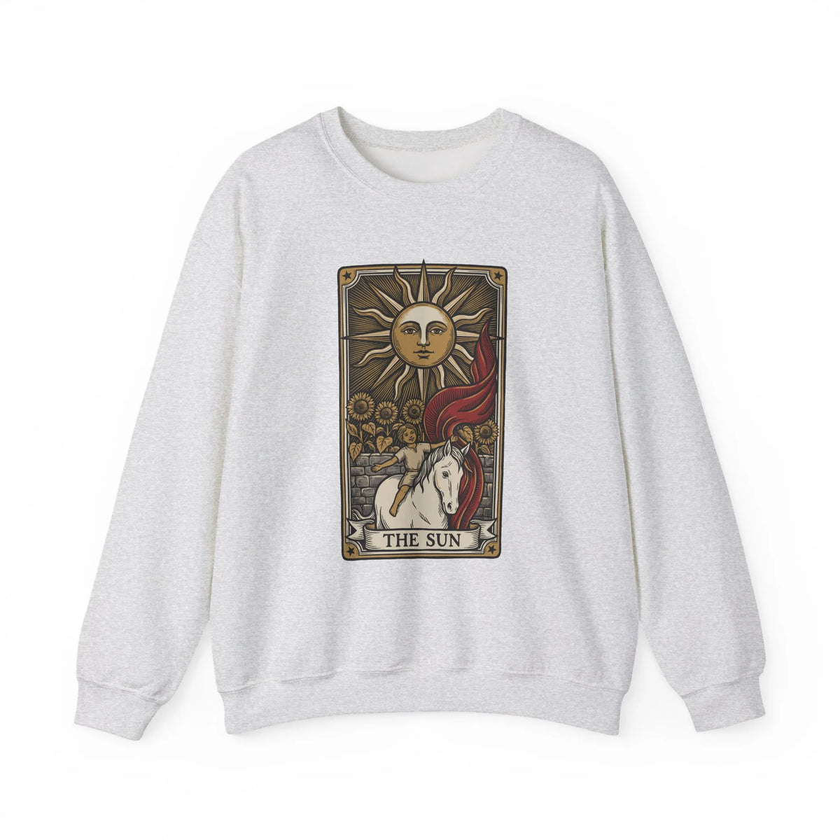 The Sun Tarot Card Sweatshirt - Heavy Blend Fleece Crewneck - Unisex White