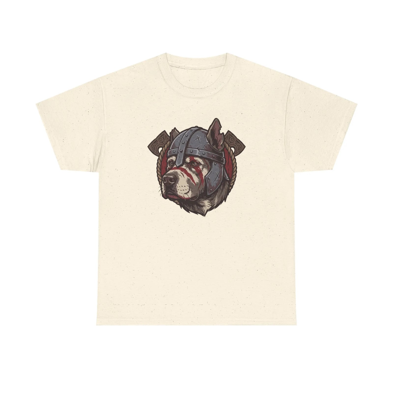 Viking Berserker Dog Warpaint T-Shirt - Heavy Cotton Classic Fit Tee - Unisex White