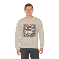 Valknut Cat Norse Mythology Sweatshirt - Heavy Blend Durable Fleece Crewneck - Unisex Off-White
