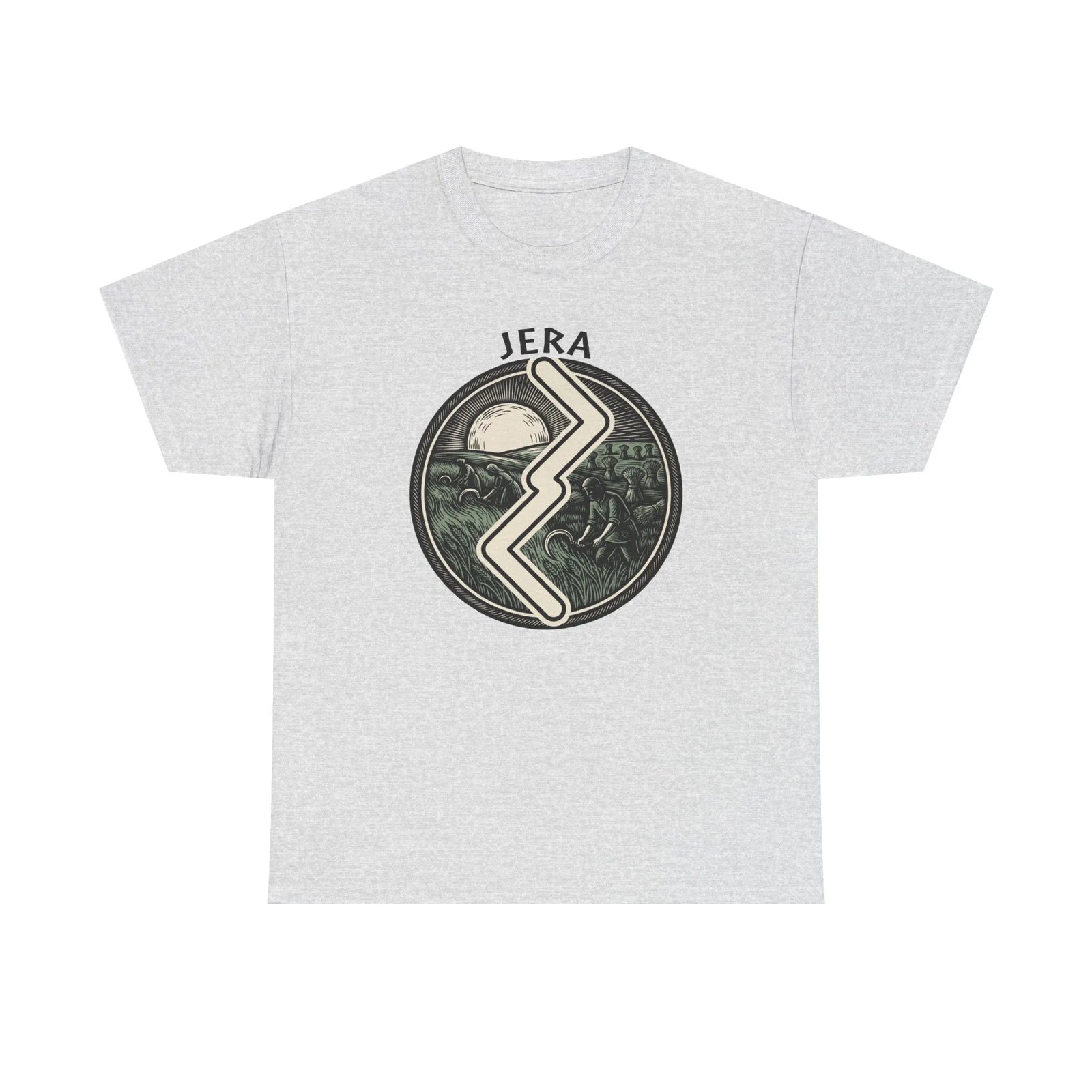 Jera Rune Harvest Reaping T-Shirt - Medium Weight Cotton Classic Fit Tee - Unisex White