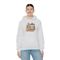 Sphynx Cat Egyptian Scales Hoodie - Heavyweight Cotton Blend Pullover - Unisex White