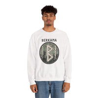 Berkana Rune Earth Mother Sweatshirt - Heavy Blend Cotton-Poly Crewneck - Unisex White
