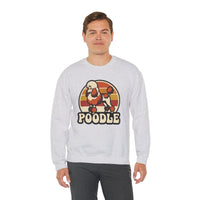 Poodle Retro 70s Sunset Sweatshirt - Heavy Blend Fleece Crewneck - Unisex White