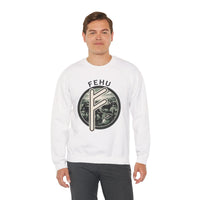 Fehu Rune Wealth Graphic Sweatshirt - Heavyweight 50/50 Fleece Crewneck - Unisex White