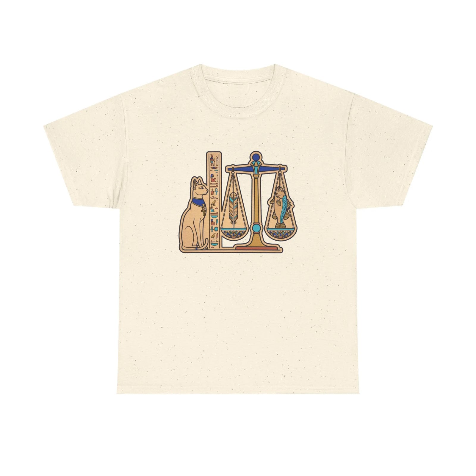 Egyptian Scales Pharaoh Cat Graphic T-Shirt - Heavy Cotton Classic Fit Tee - Unisex White