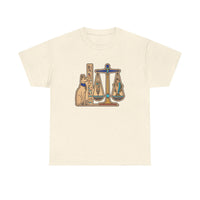 Egyptian Scales Pharaoh Cat Graphic T-Shirt - Heavy Cotton Classic Fit Tee - Unisex White
