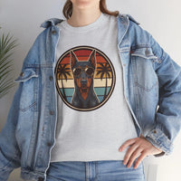 Doberman 70s Sunset Aviators T-Shirt - Heavy Cotton Classic Fit Tee - Unisex White