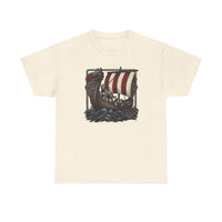Viking Berserker Dogs Longship T-Shirt - Heavy Cotton Classic Fit Tee - Unisex White
