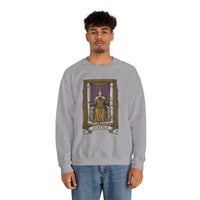 Justice Tarot Card Sweatshirt - Heavy Blend Cotton Poly Crewneck - Unisex White