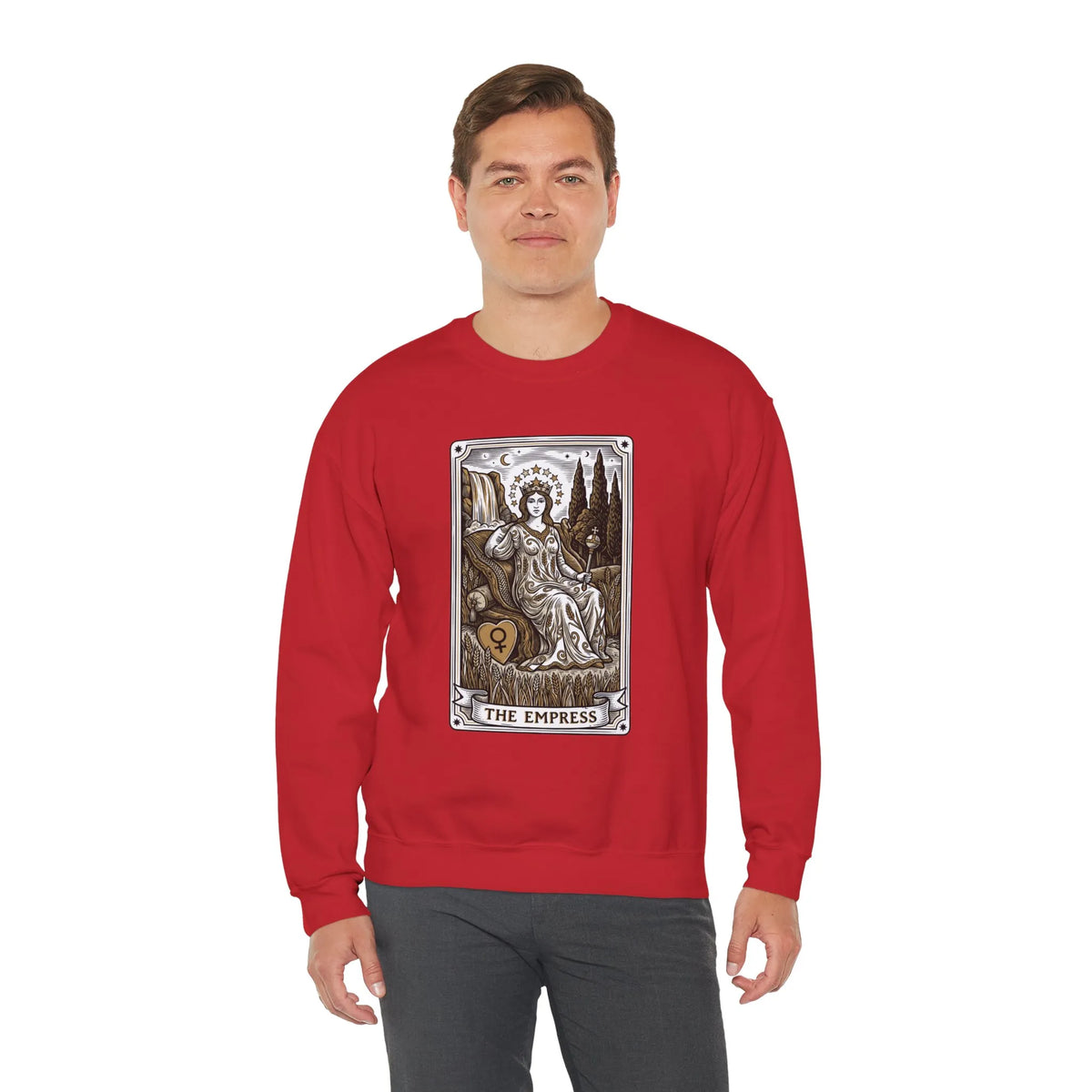 Major Arcana Empress Tarot Card Sweatshirt - Soft Heavy Blend Crewneck - Unisex White