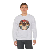 Siamese Cat 70s Sunset Aviator Sweatshirt - Heavy Blend Cotton Blend Crewneck - Unisex White