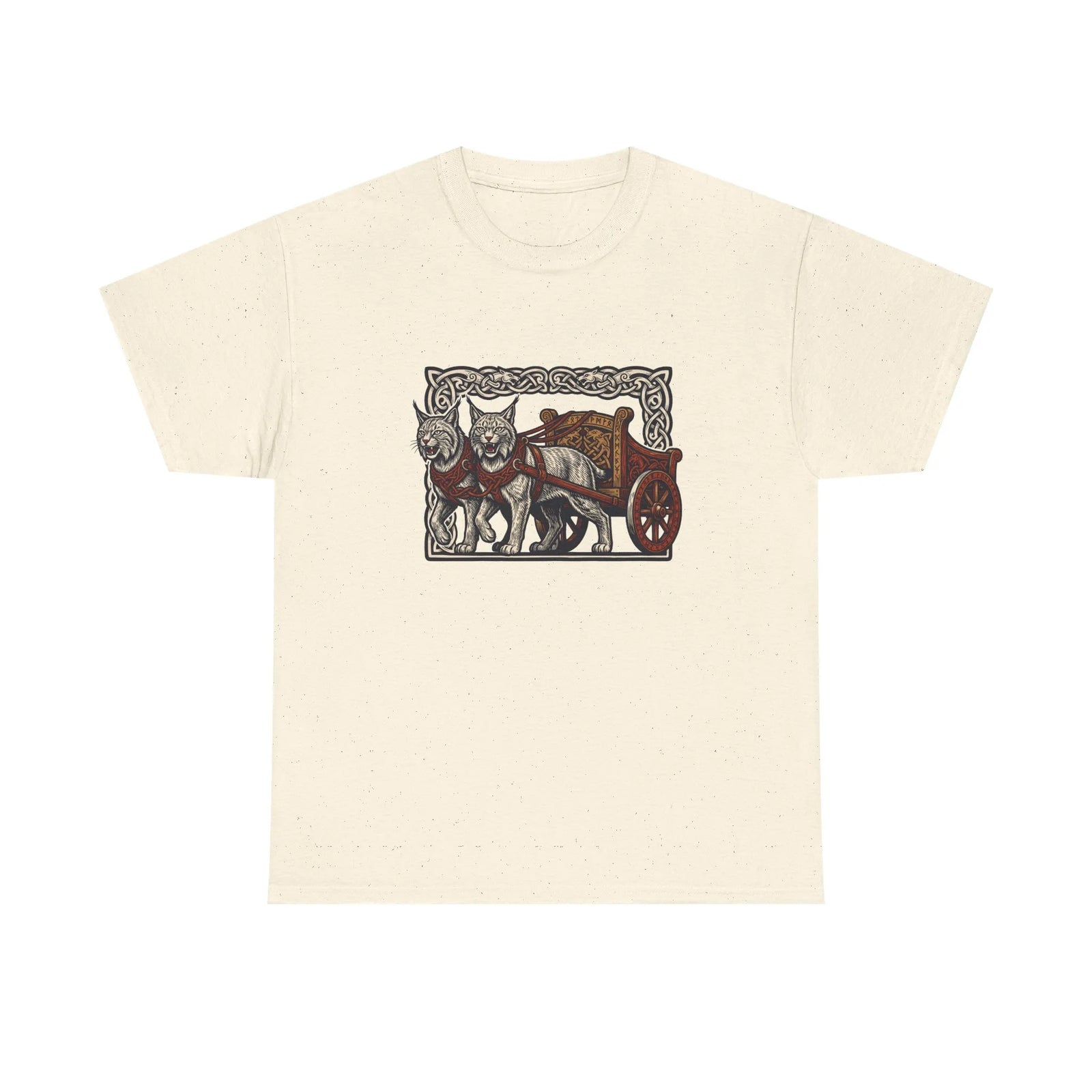 Freyja's Cats Chariot Graphic T-Shirt - Heavy Cotton Classic Fit Tee - Unisex White