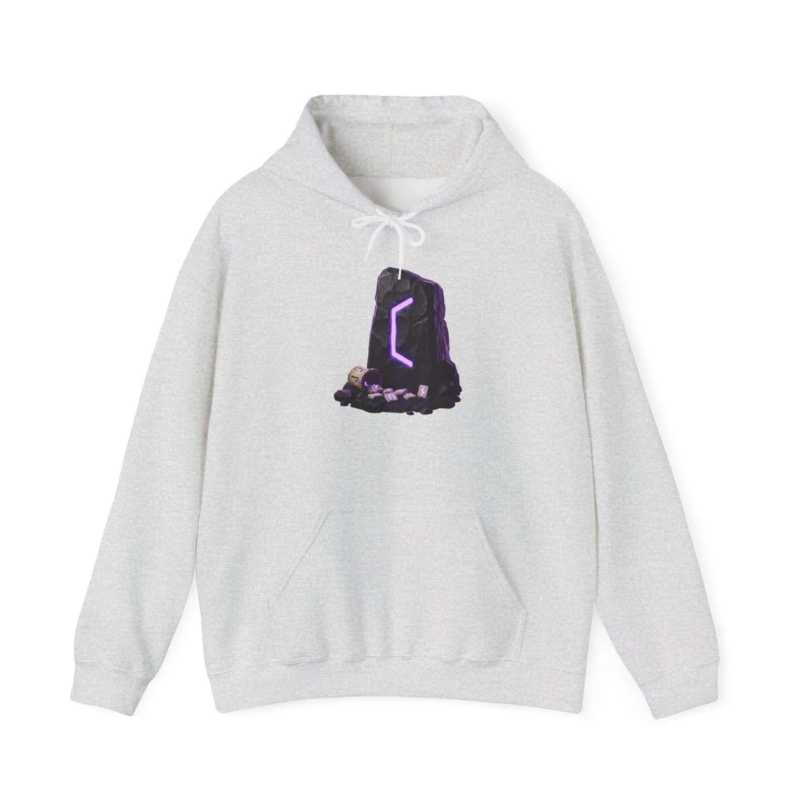 Perthro Rune Mystery Graphic Hoodie - Heavyweight Fleece Pullover - Unisex White