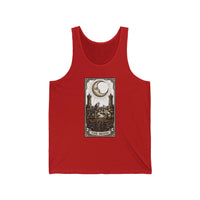 The Moon Tarot Card Graphic Tank Top - Lightweight Combed Ringspun Jersey - Unisex White