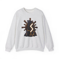 Sowulo Rune Sun Graphic Sweatshirt - Classic Fit Fleece Crewneck - Unisex White